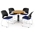 OFM™ 42 Round Multi-Purpose Laminate Oak Table With 4 Chairs, Navy