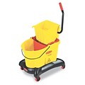 Rubbermaid Commercial Wavebrake 35 qt Dual Water Side Press Mop Bucket & Wringer Yellow