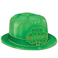 Beistle St Patricks Day Shamrock Derby Hat With Printed Band, One Size, Green