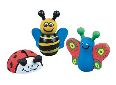 Craft Express Wooden Bee, Butterfly and Ladybug Craft Kit, 12/Pack
