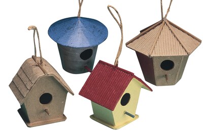 S&S® Paper Mache Mini Birdhouses, 12/Pack