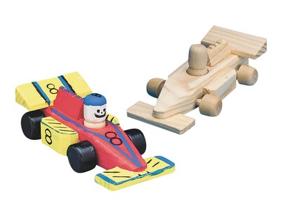 S&S® Unfinished Mini Wood Race Car, 12/Pack
