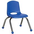 ECR4®Kids 10(H) Plastic Stack Chair With Chrome Legs & Ball Glides, Blue, 6/Pack