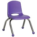 ECR4®Kids 10(H) Plastic Stack Chair With Chrome Legs & Ball Glides, Purple, 6/Pack