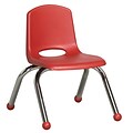 ECR4®Kids 10(H) Plastic Stack Chair With Chrome Legs & Ball Glides; Red, 6/Pack
