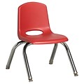 ECR4®Kids 10(H) Plastic Stack Chair With Chrome Legs & Nylon Swivel Glides, Red, 6/Pack
