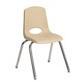 ECR4®Kids 14(H) Plastic Stack Chair w/ Chrome Legs & Ball Glides, Sand, 6/Pack