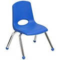 ECR4®Kids 12(H) Plastic Stack Chair w/ Chrome Legs & Ball Glides, Blue, 6/Pack