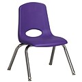ECR4®Kids 12(H) Plastic Stack Chair With Chrome Legs & Nylon Swivel Glides, Purple, 6/Pack