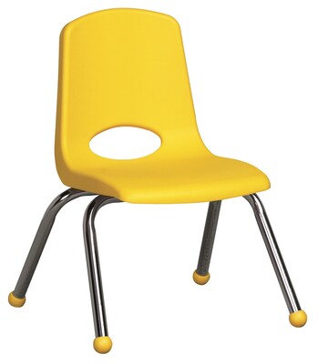 ECR4®Kids 12(H) Plastic Stack Chair With Chrome Legs & Ball Glides, Yellow, 6/Pack