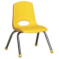 ECR4®Kids 12(H) Plastic Stack Chair With Chrome Legs & Ball Glides, Yellow, 6/Pack