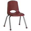 ECR4®Kids 14(H) Plastic Stack Chair w/Chrome Legs & Ball Glides, Burgundy, 6/Pack