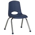 ECR4®Kids 14(H) Plastic Stack Chair w/ Chrome Legs & Ball Glides, Navy, 6/Pack