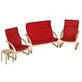 ECR4®Kids Bentwood Comfort Living Room Set; Red/Natural, 4-Piece