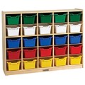 ECR4®Kids 25 Tray Birch Storage Cabinet With 25 Assorted Bins, Natural