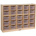 ECR4®Kids 25 Tray Birch Storage Cabinet With 25 Clear Bins, Natural