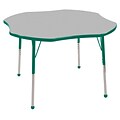 ECR4®Kids 48 Clover Activity Table With Standard Legs & Ball Glide, Gray/Green/Green