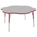 ECR4®Kids 60 Flower Activity Table With Standard Legs & Swivel Glide, Gray/Red/Red