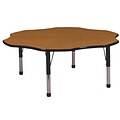 ECR4®Kids 60 Flower Activity Table With Chunky legs & Standard Glide, Oak/Black/Black