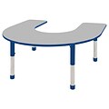 ECR4®Kids 60 x 66 Horseshoe Activity Table With Chunky legs & Standard Glide, Gray/Blue/Blue