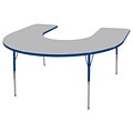 ECR4®Kids 60 x 66 Horseshoe Activity Table With Standard Legs & Swivel Glide, Gray/Blue/Blue