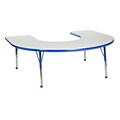 ECR4®Kids 60 x 66 Horseshoe Activity Table With Toddler Legs & Ball Glide, Gray/Blue/Blue