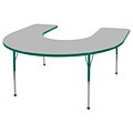 ECR4®Kids 60 x 66 Horseshoe Activity Table With Toddler Legs & Ball Glide, Gray/Green/Green