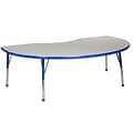 ECR4®Kids 48 x 72 Kidney Activity Table With Toddler Legs & Ball Glide, Gray/Blue/Blue