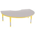 ECR4®Kids 48 x 72 Kidney Activity Table With Chunky legs & Standard Glide; Gray/Yellow/Yellow