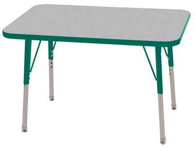 ECR4®Kids 24 x 36 Rectangular Activity Table With Toddler Legs & Swivel Glide; Gray/Green/Green