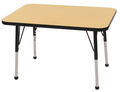 ECR4®Kids 24 x 36 Rectangular Activity Table With Standard Legs & Ball Glide; Maple/Black/Black
