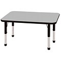 ECR4®Kids 24 x 48 Rectangular Activity Table With Chunky legs & Standard Glide; Gray/Black/Black