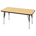 ECR4®Kids 24 x 48 Rectangular Activity Table With Toddler Legs & Swivel Glide; Maple/Black/Black