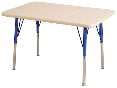 ECR4®Kids 24 x 48 Rectangular Activity Table With Toddler Legs & Swivel Glide; Maple/Maple/Blue