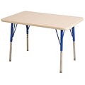 ECR4®Kids 24 x 36 Rectangular Activity Table With Toddler Legs & Swivel Glide; Maple/Maple/Blue