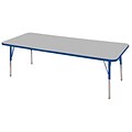ECR4®Kids 24 x 72 Rectangular Activity Table With Standard Legs & Swivel Glide, Gray/Blue/Blue