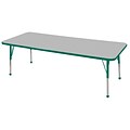 ECR4®Kids 24 x 60 Rectangular Activity Table With Standard Legs & Ball Glide; Gray/Green/Green
