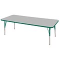 ECR4®Kids 24 x 60 Rectangular Activity Table With Standard Legs & Swivel Glide; Gray/Green/Green