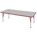 ECR4®Kids 24 x 72 Rectangular Activity Table With Toddler Legs & Ball Glide, Gray/Red/Red