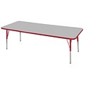 ECR4®Kids 24 x 72 Rectangular Activity Table With Toddler Legs & Swivel Glide, Gray/Red/Red