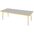 ECR4®Kids 30 x 72 Rectangular Activity Table With Toddler Legs & Ball Glide, Gray/Yellow/Yellow