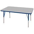 30”x48” Rectangular T-Mold Activity Table, Grey/Blue/Standard Swivel