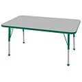 30”x48” Rectangular T-Mold Activity Table, Grey/Green/Standard Ball