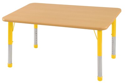 ECR4®Kids 24 x 60 Rectangular Activity Table With Chunky legs & Standard Glide; Maple/Maple/Yellow