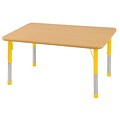 30”x48” Rectangular T-Mold Activity Table, Maple/Maple/Yellow/Chunky