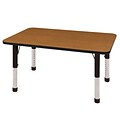 ECR4®Kids 24 x 48 Rectangular Activity Table With Chunky legs & Standard Glide; Oak/Black/Black