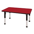 24”x48” Rectangular T-Mold Activity Table, Red/Black/Chunky