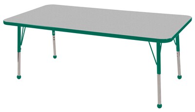 ECR4®Kids 30 x 60 Rectangular Activity Table With Standard Legs & Ball Glide, Gray/Green/Green