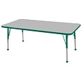 ECR4®Kids 30 x 60 Rectangular Activity Table With Standard Legs & Ball Glide, Gray/Green/Green