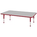 ECR4®Kids 30 x 60 Rectangular Activity Table With Chunky legs & Standard Glide, Gray/Red/Red